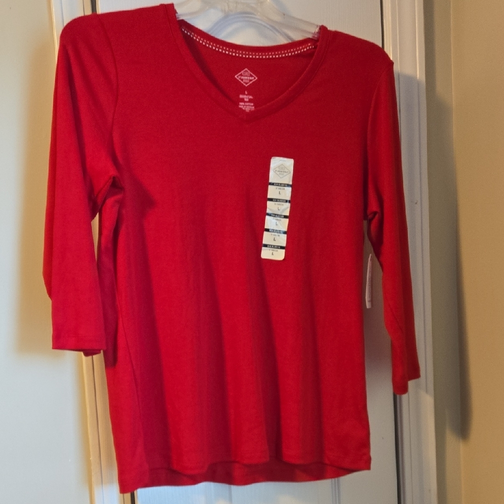St. John's Bay Red Long Sleeve Tee